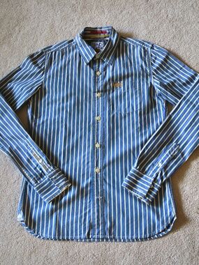 Superdry blue striped long-sleeve shirt M